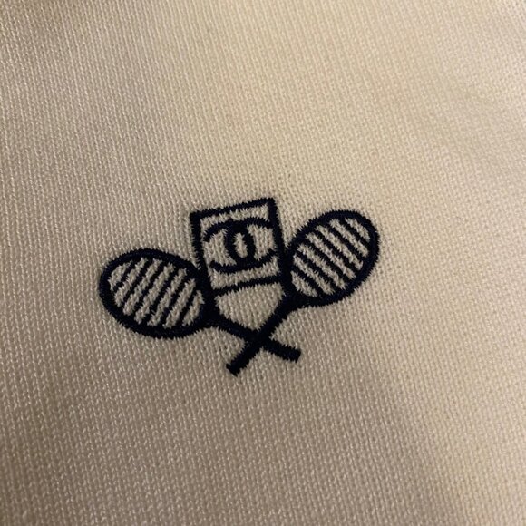 Chanel White Cotton Knit Drawstring Pants with CC Tennis Logo - Picture 5 of 9